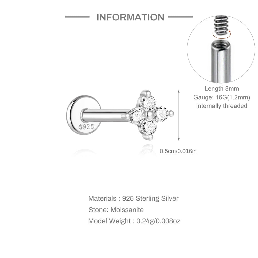 Aide Mini Boucles d'oreilles Moissanite 2/3/4mm pour femme, en Argent Sterling 925, Bijoux Tendance INS, Clous d'oreilles de Mariage, Brincos de Pratas