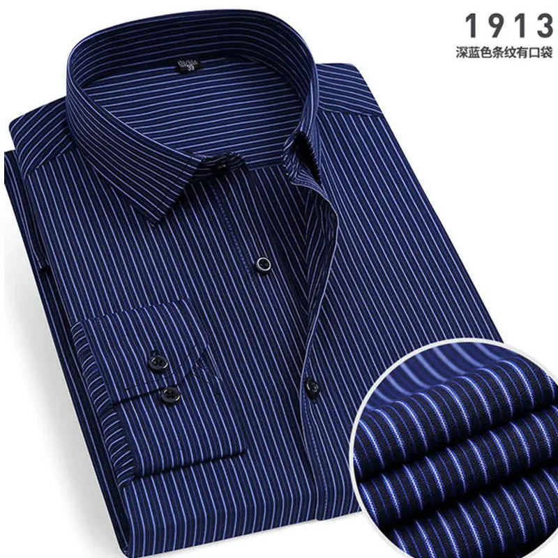 Nouveauté Printemps Chemise homme rayée à manches longues Infroissable Anti-plis Confortable Respirante Style décontracté professionnel Coupe ajustée