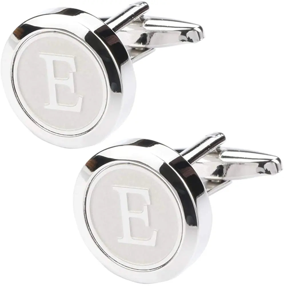 Boutons de Manchette Classiques en Acier Inoxydable pour Homme - Lettre Initiale de l'Alphabet 26 Boutons de Manchette Chemises d'Affaires Mariage Cadeau A-Z