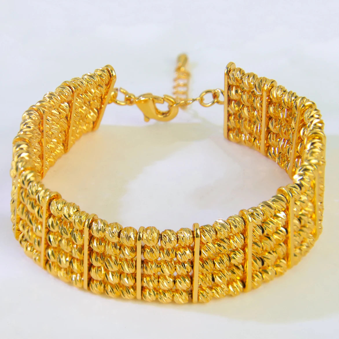 Bracelet de perles de mode arabe, plaqué or 24 carats, éthiopien, manchette de mariée, bracelets de mariage, bijoux vintage pour femmes musulmanes d'Oman
