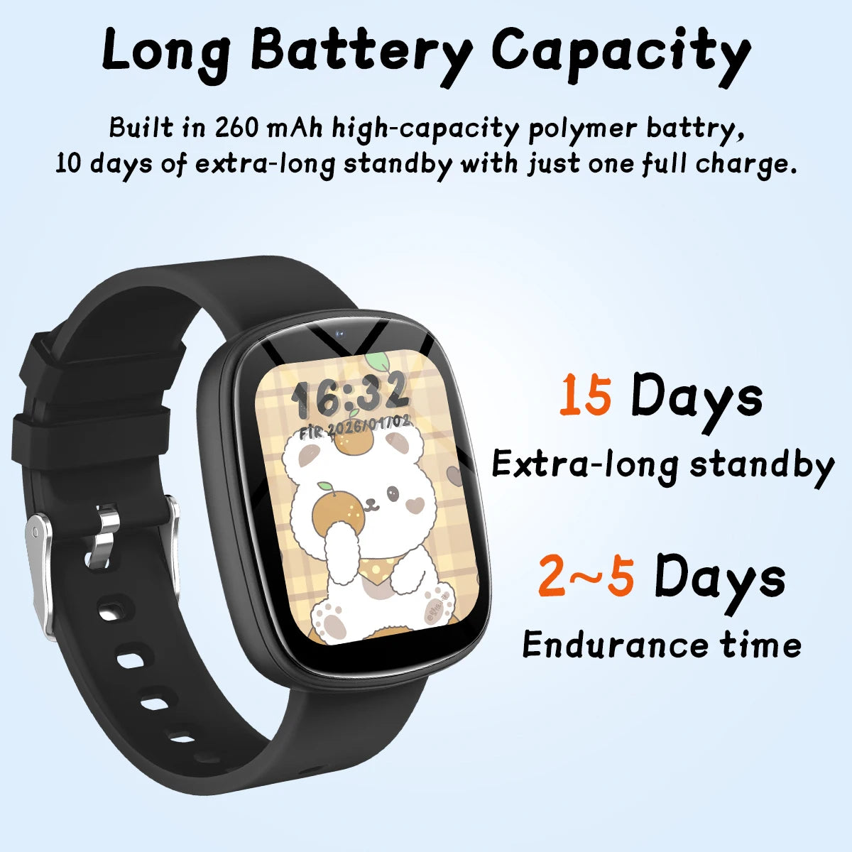 Nouvelle Montre Intelligente pour Enfants Écran Tactile Contrôle Caméra Batterie Longue Durée 260mAh Lampe de Poche 22 Jeux Partenaires d'Apprentissage Cadeaux Garçons Filles
