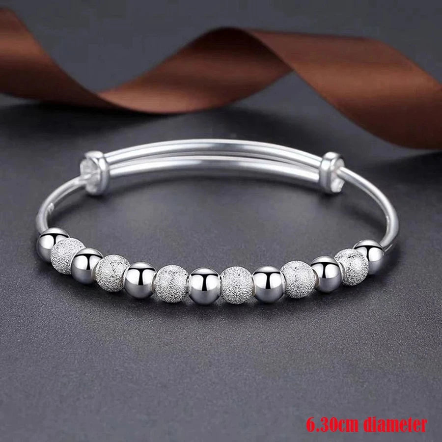 Breloque en Argent Sterling 925 Bracelet Perlé de Luxe Mignon Féminin Mode Fête Mariage Bijoux Avec Taille Ajustable