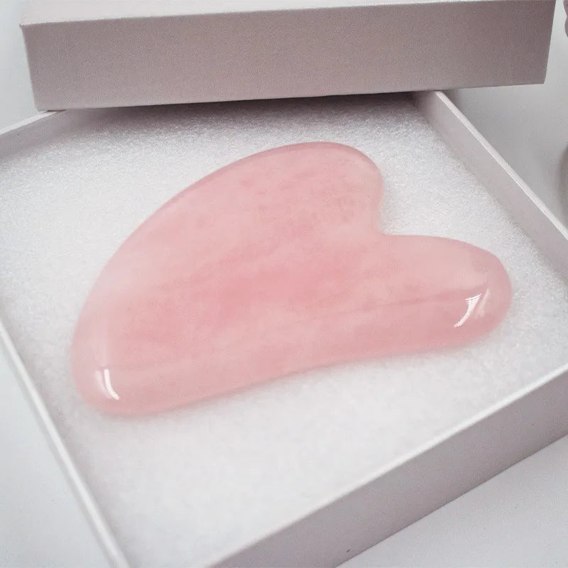 Outils de massage Gua Sha en jade naturel, grattoir en quartz rose, outil facial GuaSha pour le visage, le cou et le corps, prévient les rides, soins de beauté