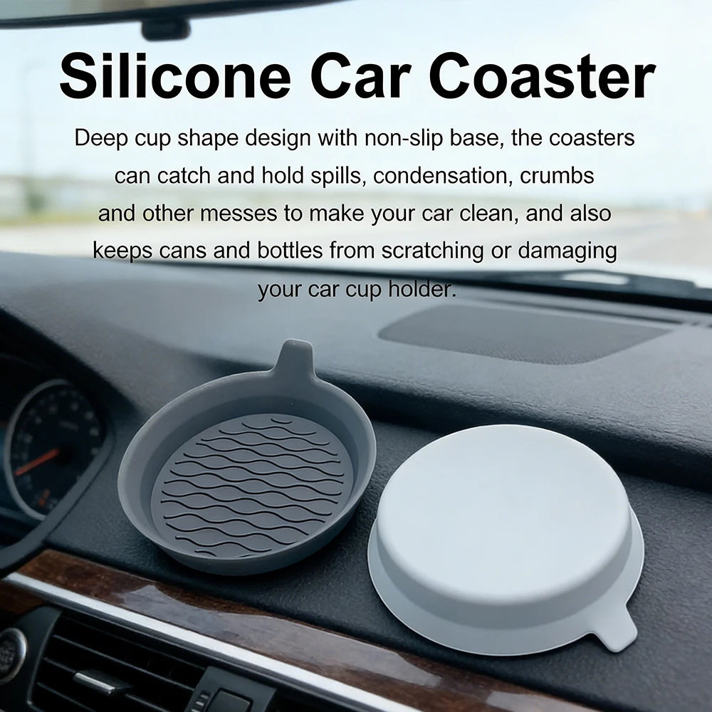 2 Pièces Universel Silicone Voiture Tapis de Tasse Antidérapant Résistant à la Chaleur Étanche Voiture Intérieur Accessoires Tapis de Tasse Gris Noir