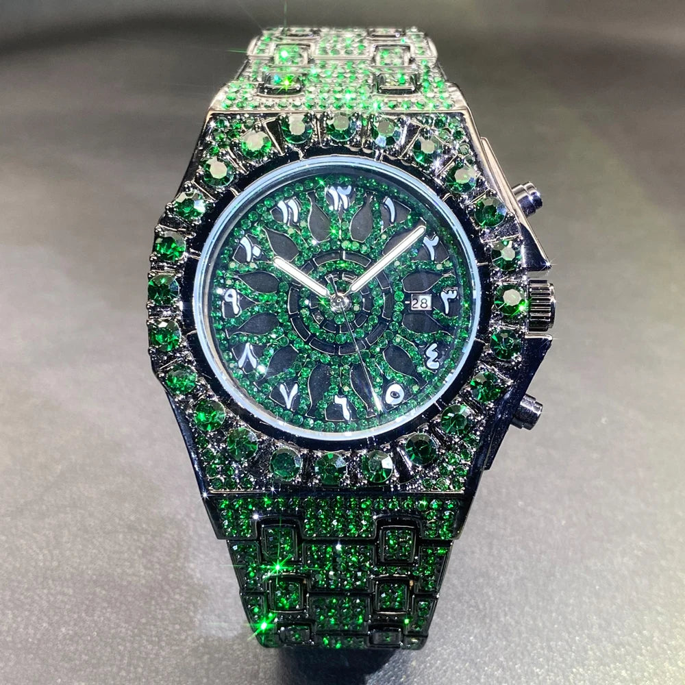 Montre de luxe pour homme en or, étanche, en acier inoxydable, bracelet glacé, montres avec diamants pour homme, nouveau cadran, horloge tendance, cadeau.