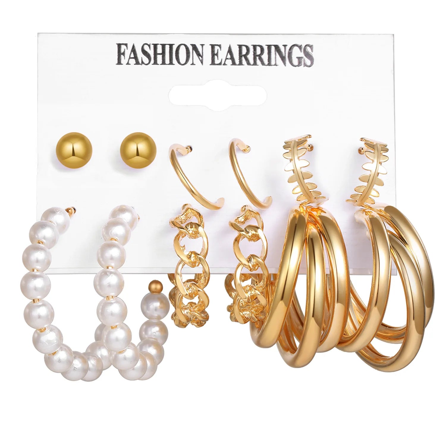 LATS Grand ensemble de boucles d'oreilles créoles bohèmes pour femmes, couleur or, style bohème, vintage, perle, boucles d'oreilles carrées, clous d'oreilles cœur en zircon, bijoux