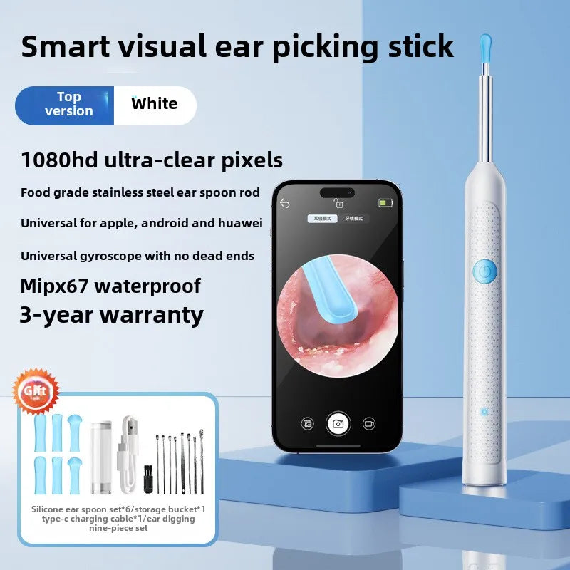 Nettoyant d'oreilles avec caméra, ensemble de bâtonnets d'oreilles HD, otoscope, chargement USB C, outil d'élimination du cérumen, cure-oreille, ensemble de nettoyage d'oreilles NK3