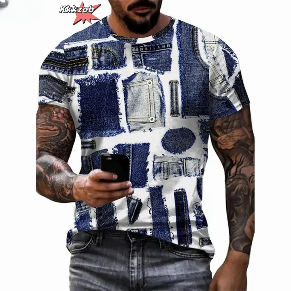 T-shirt graphique homme à col rond avec impression fantaisie, haut d'été à manches courtes pour homme, haut doux, tendance et confortable, vêtements de sport
