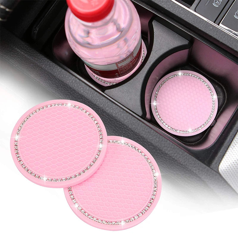 Coussin de tasse d'eau antidérapant pour voiture, sous-verre lumineux, porte-bouteille, tapis en caoutchouc strass, accessoires de style automobile