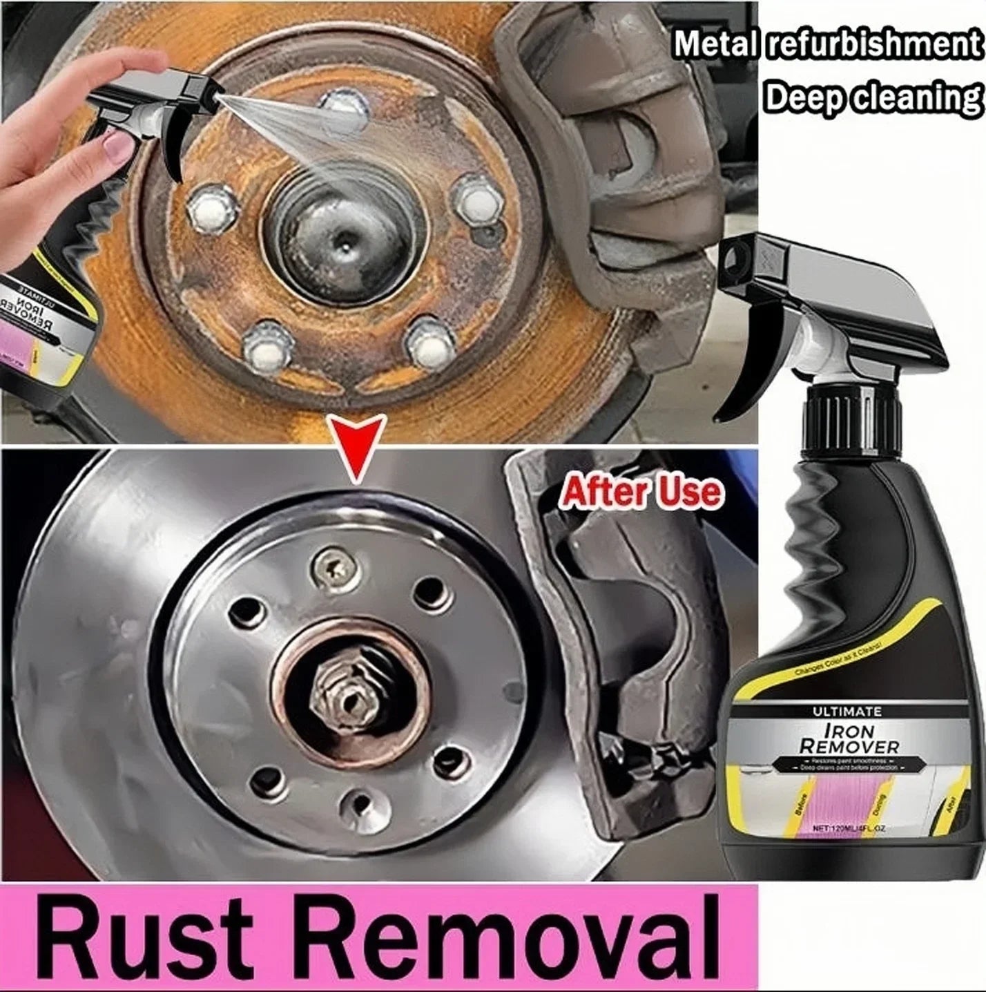 Rust Remover Spray Multi-Purpose Paint Rust Inhibitor Derusting Spray Car Rust Removal for Wheel HubChrome Paint care tool