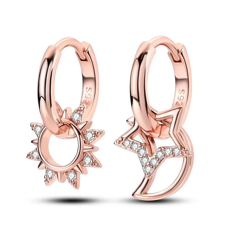 Boucle d'oreille Créole en Argent 925 pour Femme, Or Rose, Jaune, Pendientes Originales, Bijoux Minimalistes