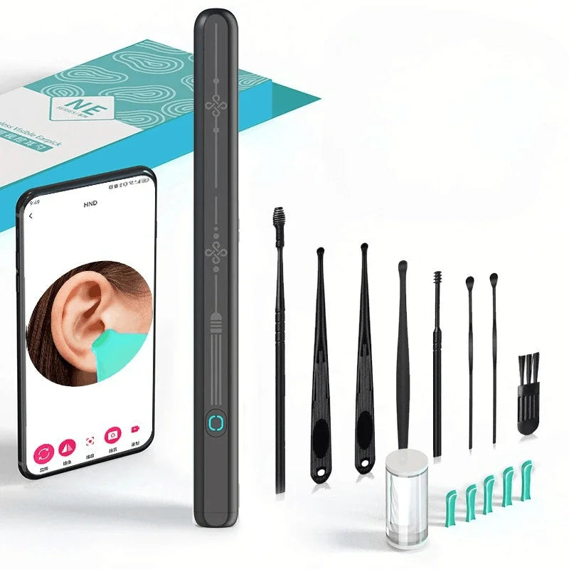 Nettoyant d'oreilles avec caméra, ensemble de bâtonnets d'oreilles HD, otoscope, chargement USB C, outil d'élimination du cérumen, cure-oreille, ensemble de nettoyage d'oreilles NK3