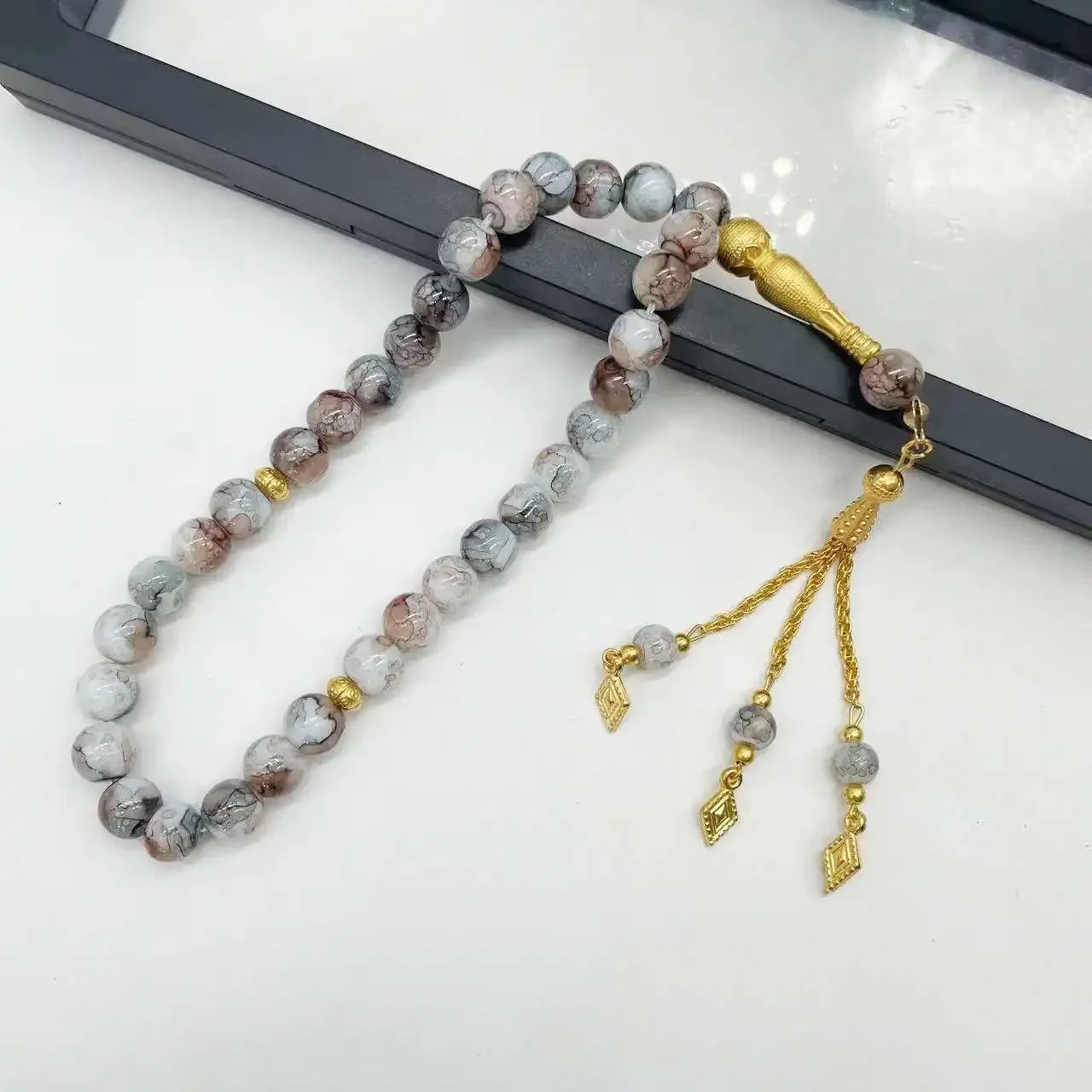 10mm 33 Beads Tasbih Crystal Glass Bracelet Muslim Rosary Tassel Prayer Beads Islamic Tasbeeh Masbaha Meditation for Women Men