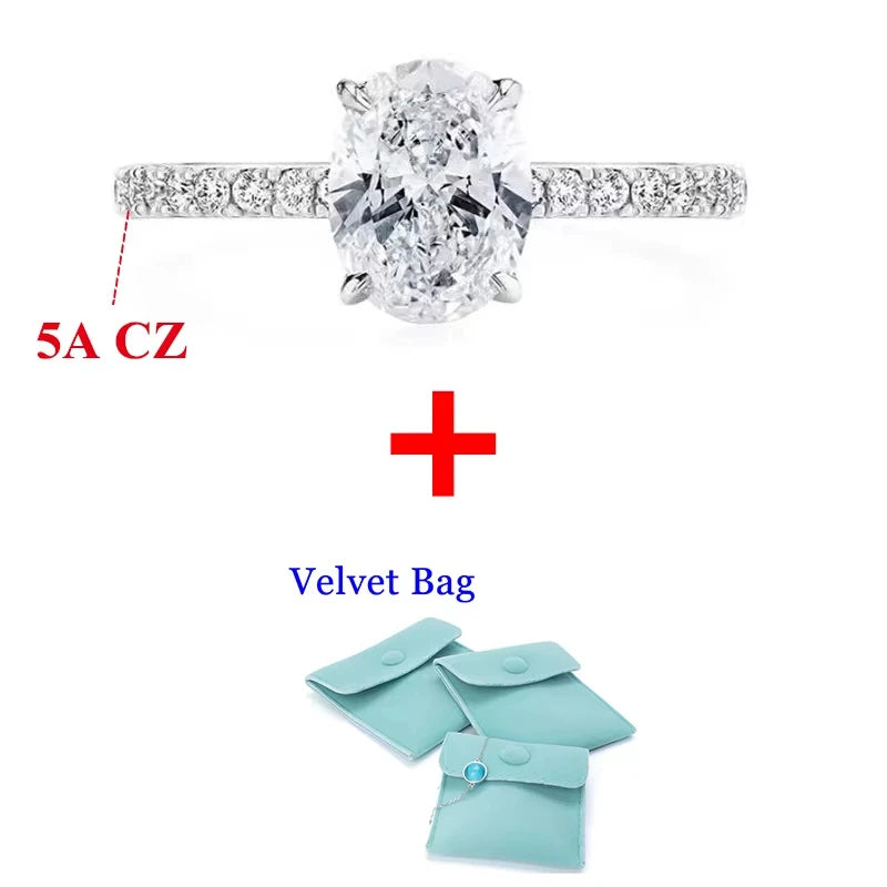Bague en moissanite DJMAX 1-3 carats ovale/radiant couleur D pour femme, bague de fiançailles et de mariage originale en argent sterling 925, 2025