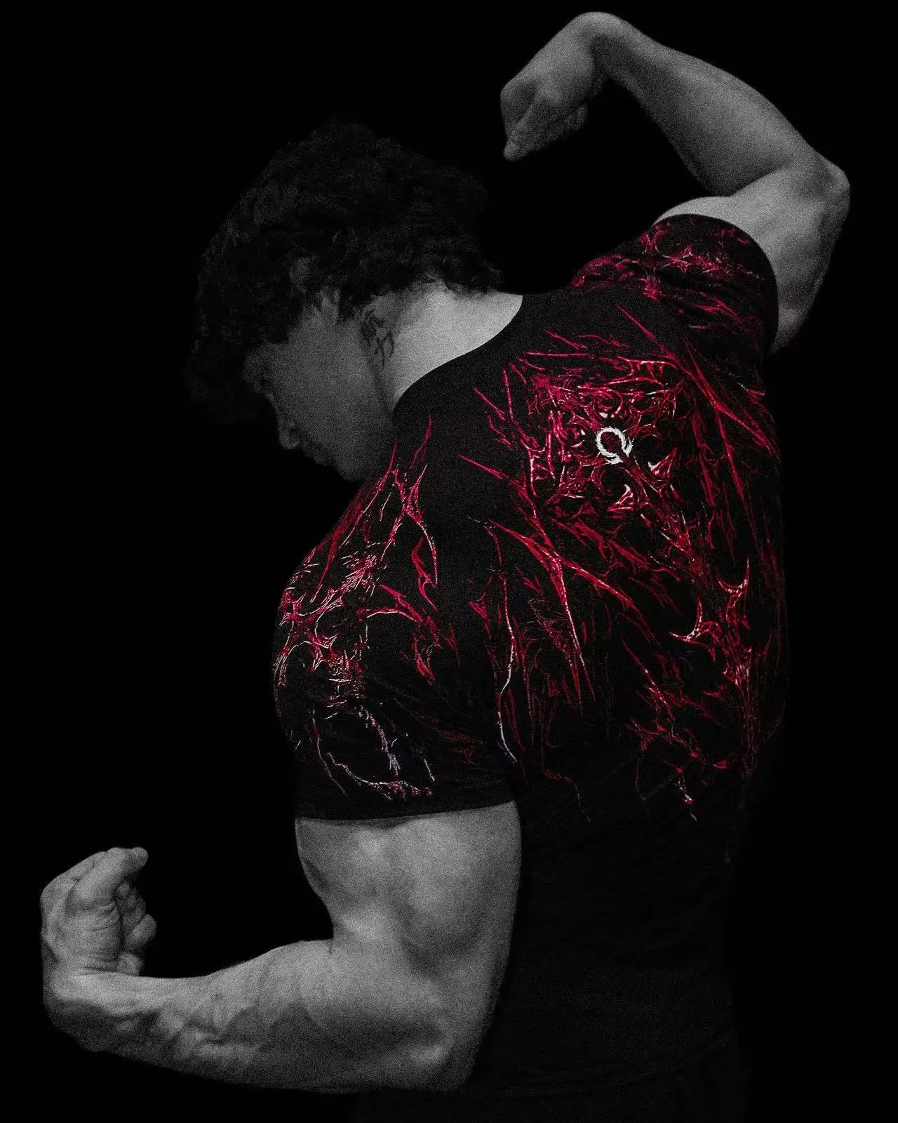 Men's Compression Sports Shirt Tee Gothic Lightning Print GYM Fitness Top Summer Quick Dry Breathable Bodybuilding T-shirt