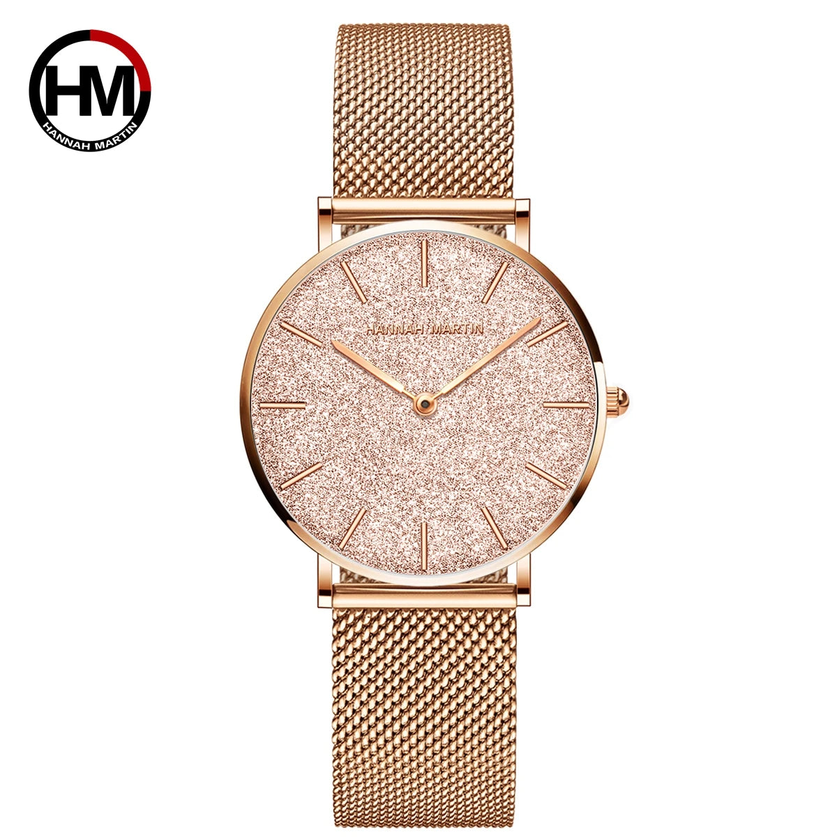 Montre Dropshipping HANNAH MARTIN Femme Qualité Supérieure Acier Inoxydable Mouvement Japonais Quartz Étanche 36mm Or Rose Complet