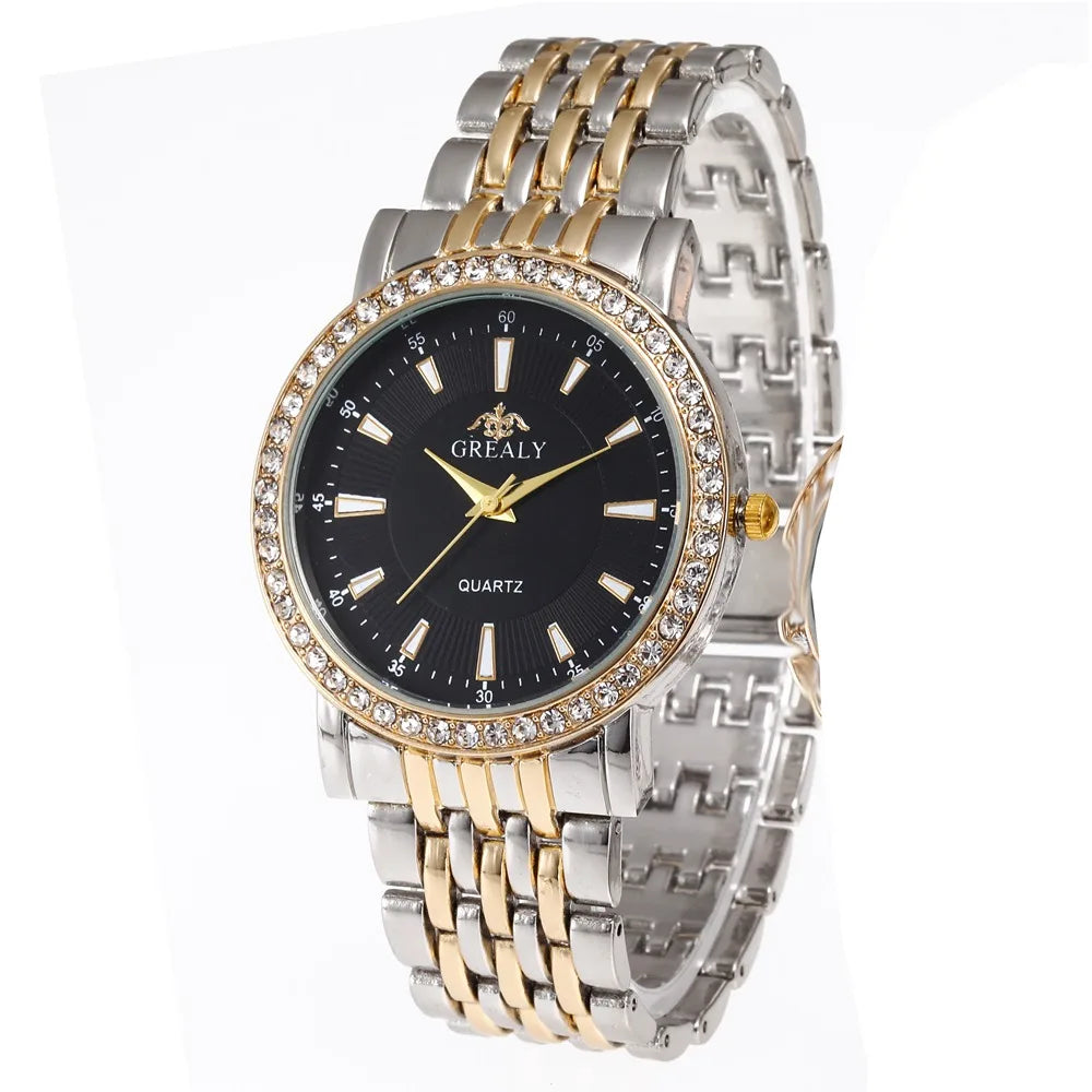 Nouvelles montres décontractées pour femmes, montre de mode de luxe pour amoureux, montre à quartz en acier inoxydable avec strass, cadeau pour hommes et femmes, montre-bracelet d'affaires
