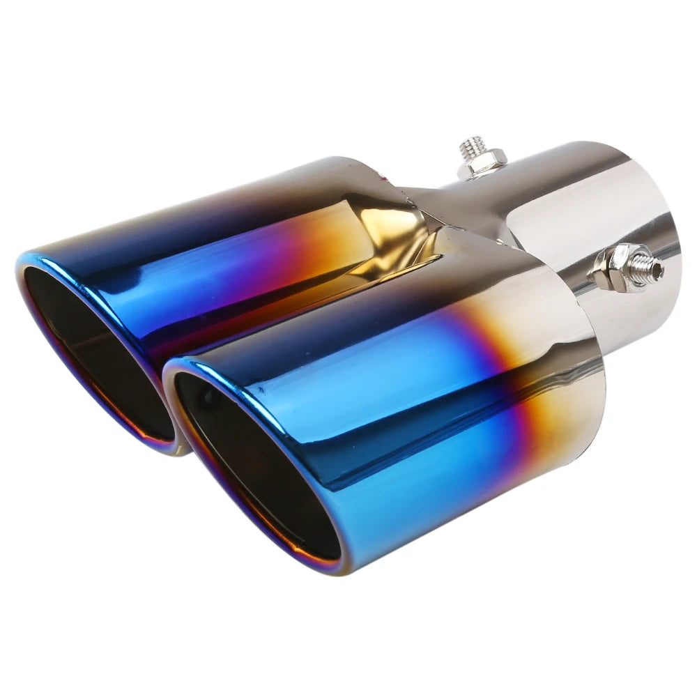 Embout d'échappement double universel en acier inoxydable, coupe inclinée pour tuyau d'échappement de voiture, modification, décoration, silencieux, pot d'échappement