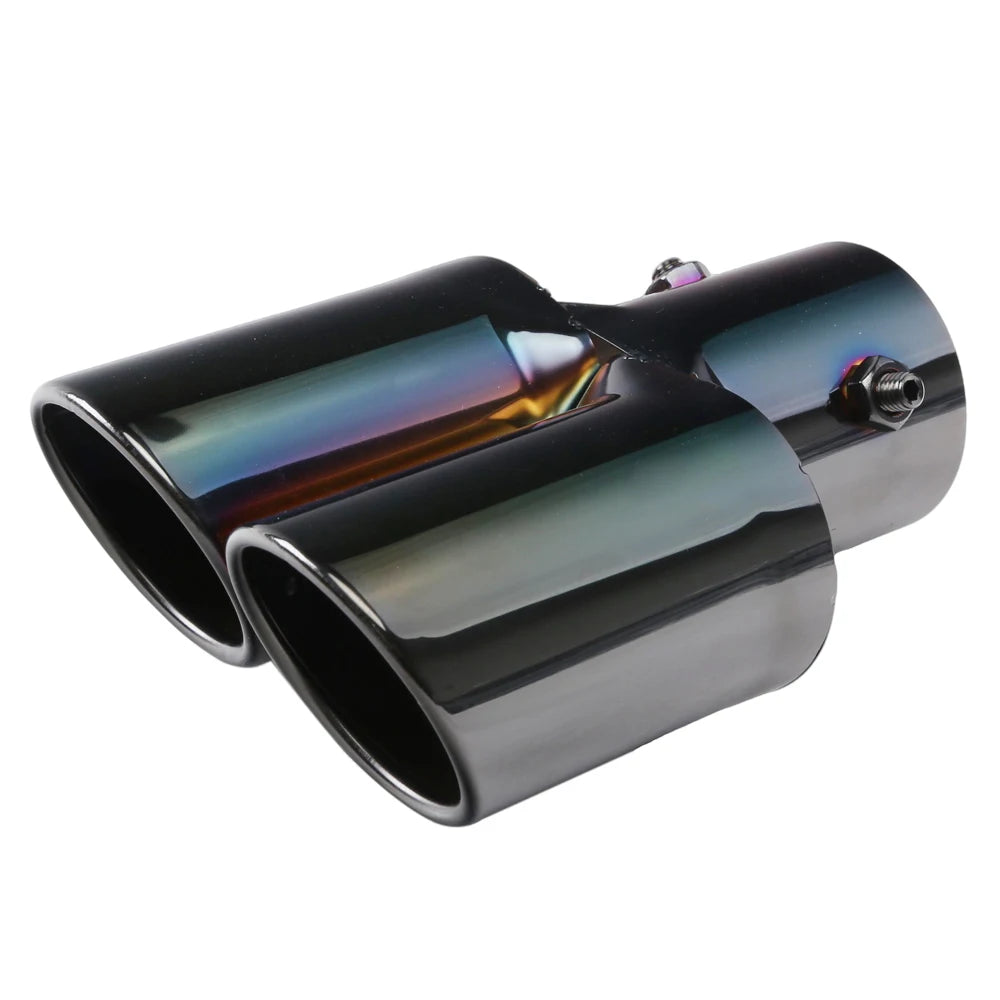Embout d'échappement double universel en acier inoxydable, coupe inclinée pour tuyau d'échappement de voiture, modification, décoration, silencieux, pot d'échappement