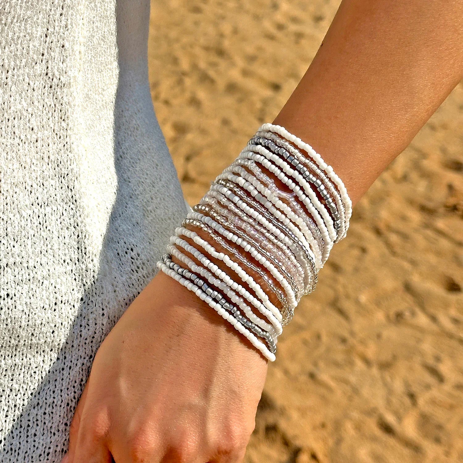 16/20 pièces/ensemble Bracelets de perles de riz colorées bohèmes pour femmes Style plage d'été Bracelet perlé Filles Bijoux de voyage vacances
