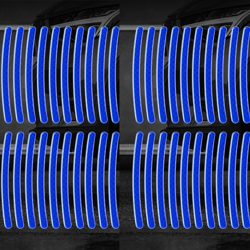 Autocollant Réfléchissant pour Jante de Pneu de Voiture Bande d'Avertissement de Sécurité Nocturne Moto Vélo Auto Roue Moyeu Réflecteur Autocollants 20/40 Pièces