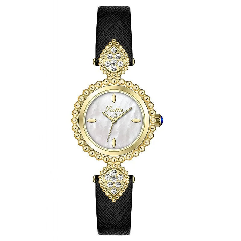 Montre femme UTHAI Marque de luxe légère Montres à cadran coquille et diamant Étanche Bracelet en cuir Montre-bracelet à quartz tendance pour femme cadeau