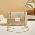Sac à bandoulière tissé en paille pour femme, sac à bandoulière de couleur unie à la mode avec fermeture à loquet