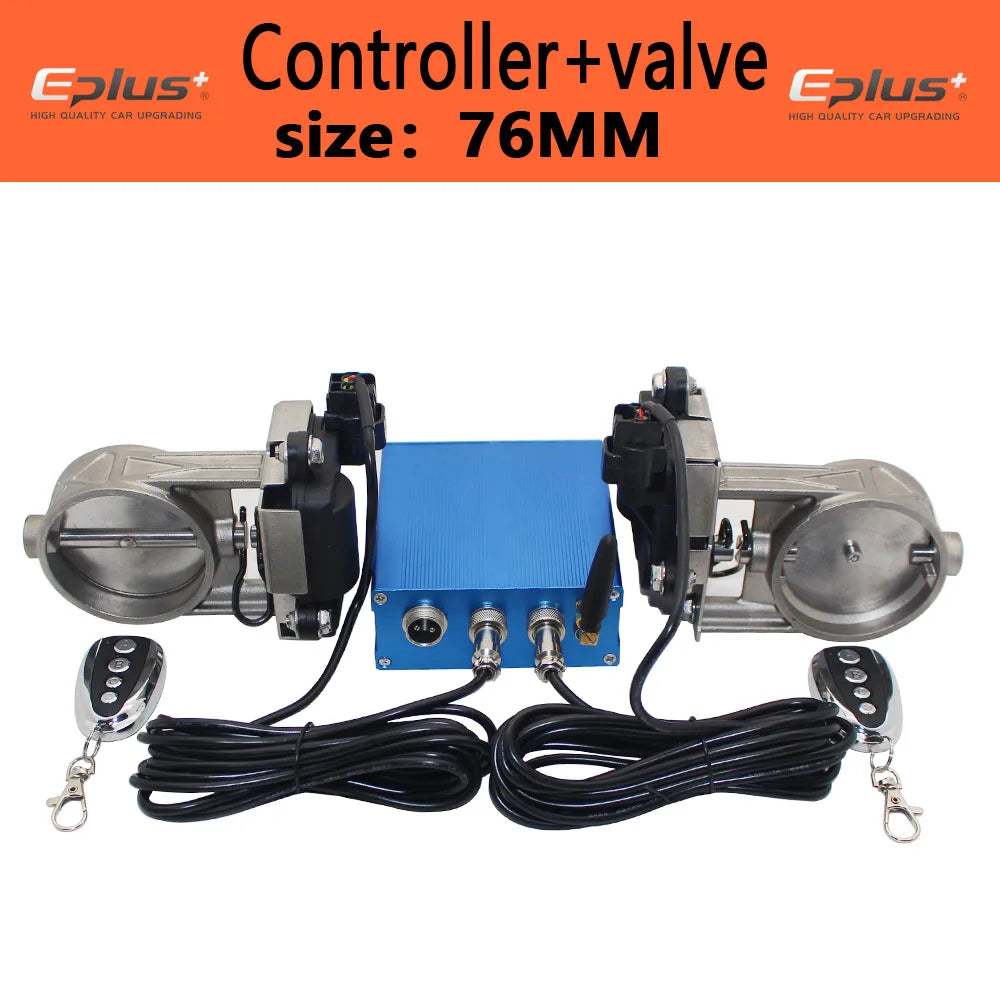 EPLUS Kit Électrique de Valve d'Échappement Universel pour Voiture, Mode Multi-angle 51 63 76MM, Télécommande et Boîtier de Contrôle