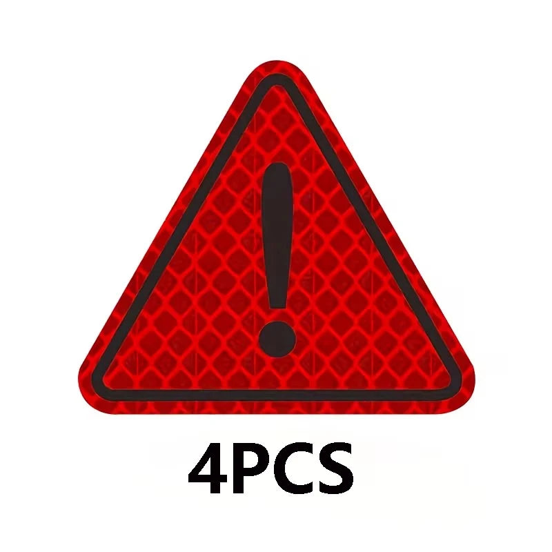 2/4 autocollants réfléchissants triangulaires, adaptés pour la décoration de réflecteur de voiture, camion, moto, marque d'avertissement de conduite nocturne