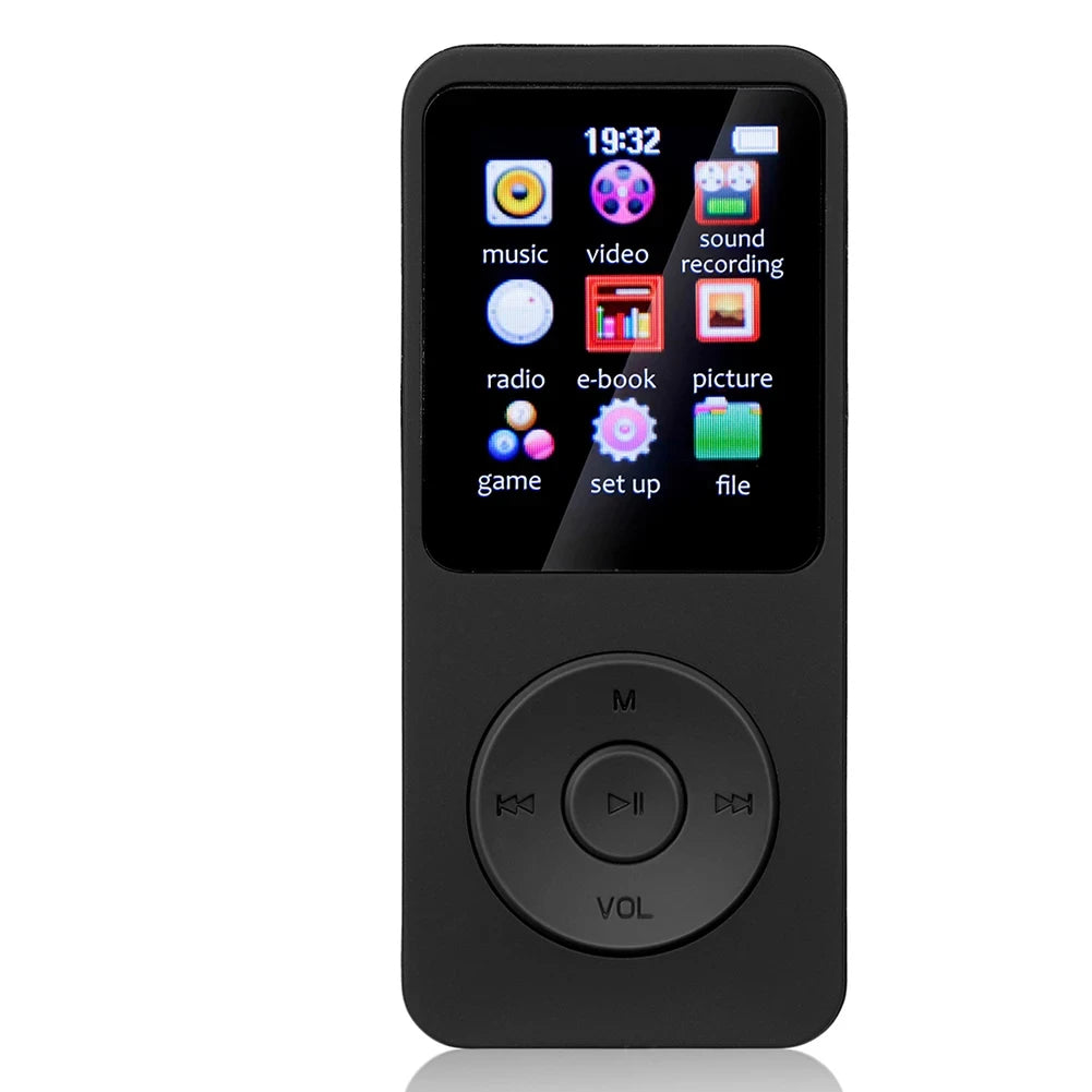 Lecteur MP3 Bluetooth 5.0 Lecteur de Musique Portable Écran 1,8 pouces Haut-parleur Intégré Lecteur de Musique Stéréo Support Radio FM Enregistrement E-Book