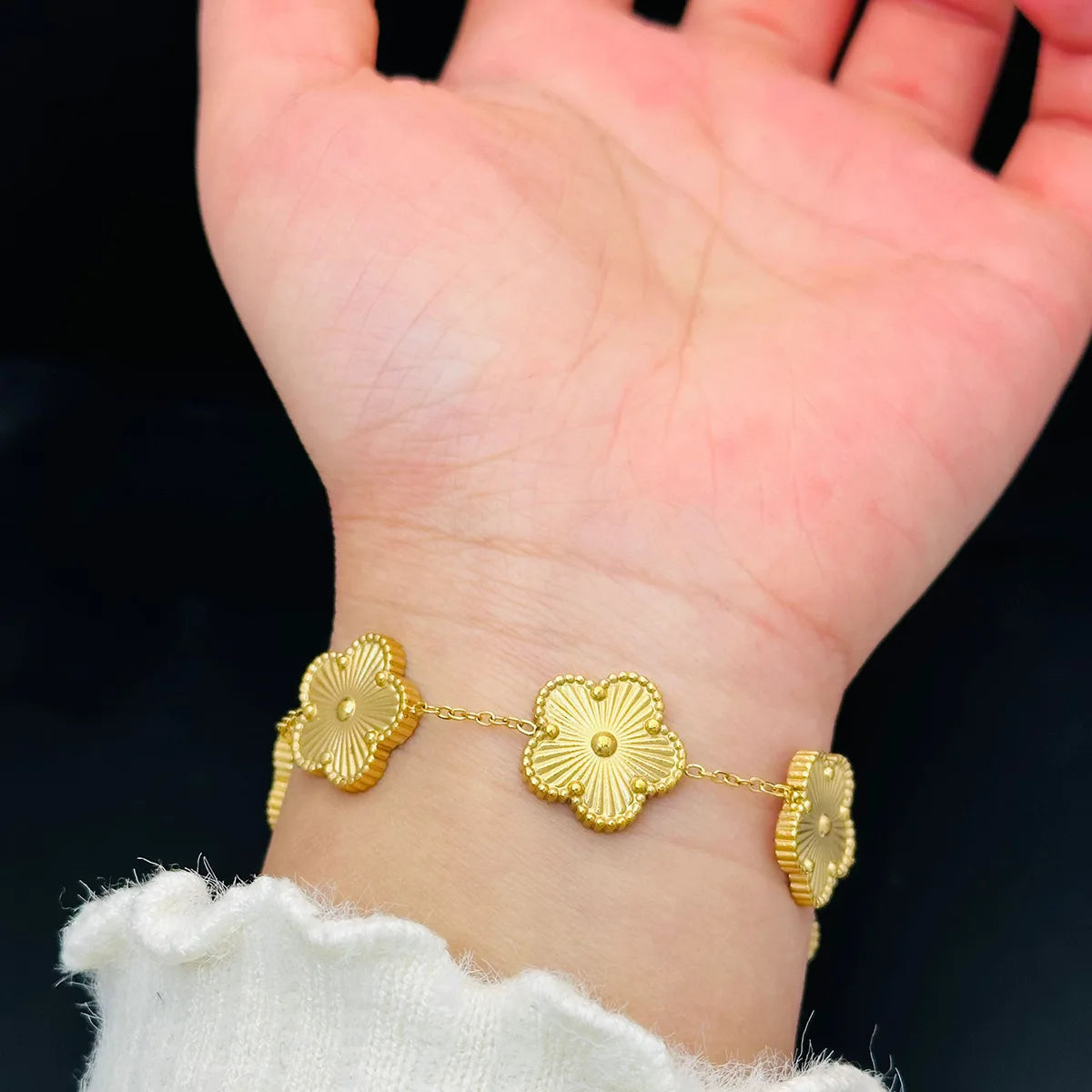 316L Stainless Steel Hot Selling Gold Plated Clover Charm Bracelet Luxury Five Leaf Flower Bracelets Jewelry For Women Gift