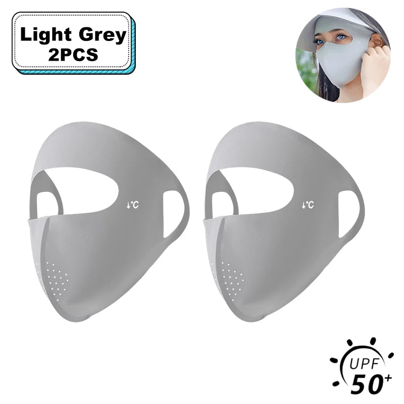 1/2/3/5Pcs Masque intégral d'été Protection solaire Respirant Soie glacée Anti-UV Équitation Extérieur Respirant Soie glacée Ultra-fin