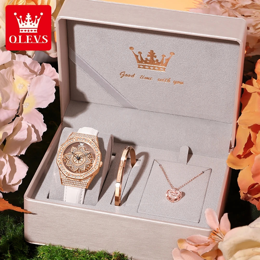 OLEVS 9996 Montre à quartz pour femmes Marque de luxe Tendance Montre-bracelet pour femme Papillon Luxe Étanche Bracelets en cuir véritable Montres de soirée