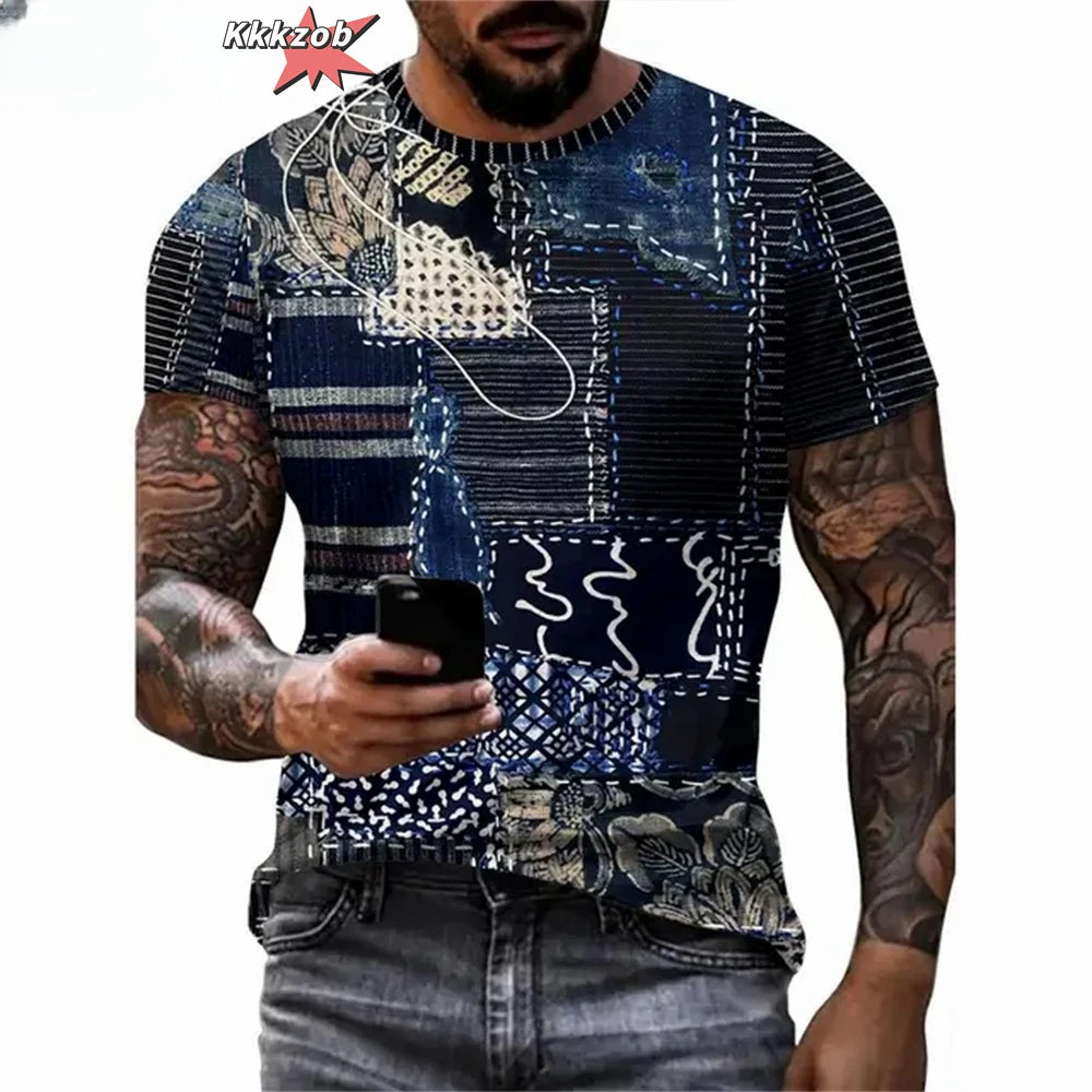 T-shirt graphique homme à col rond avec impression fantaisie, haut d'été à manches courtes pour homme, haut doux, tendance et confortable, vêtements de sport