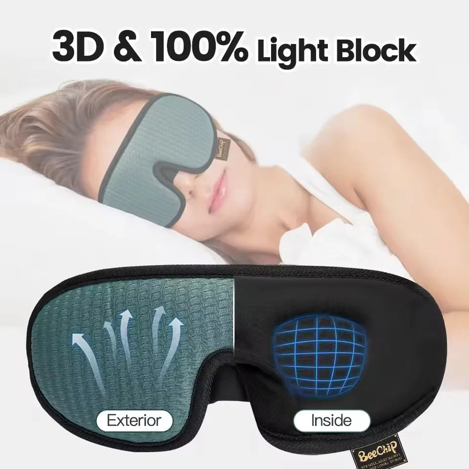 Masque de sommeil oculaire 3D Contour adapté aux dormeurs latéraux -100% Occultant Doux et sans stress - Convient pour les siestes de voyage et le yoga