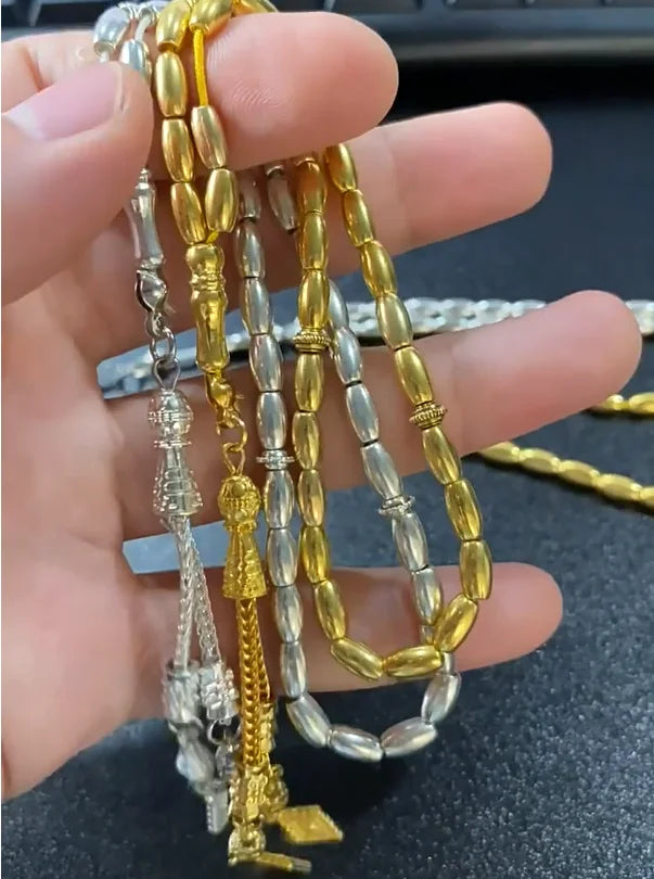 Alloy 4*7mm Islamic Prayer Beads Muslim Tasbih Middle East Ramadan Eid Jewelry Bracelet Gold Silver Arab Rosary Turkey