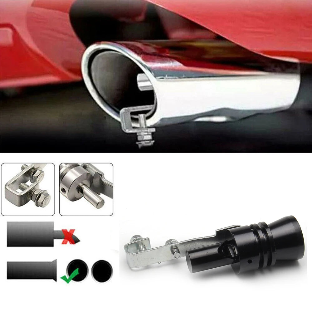 Sifflet turbo noir universel pour voiture Dispositif de modification de véhicule Simulateur de son turbo de pot d'échappement Sifflet de silencieux turbo XL