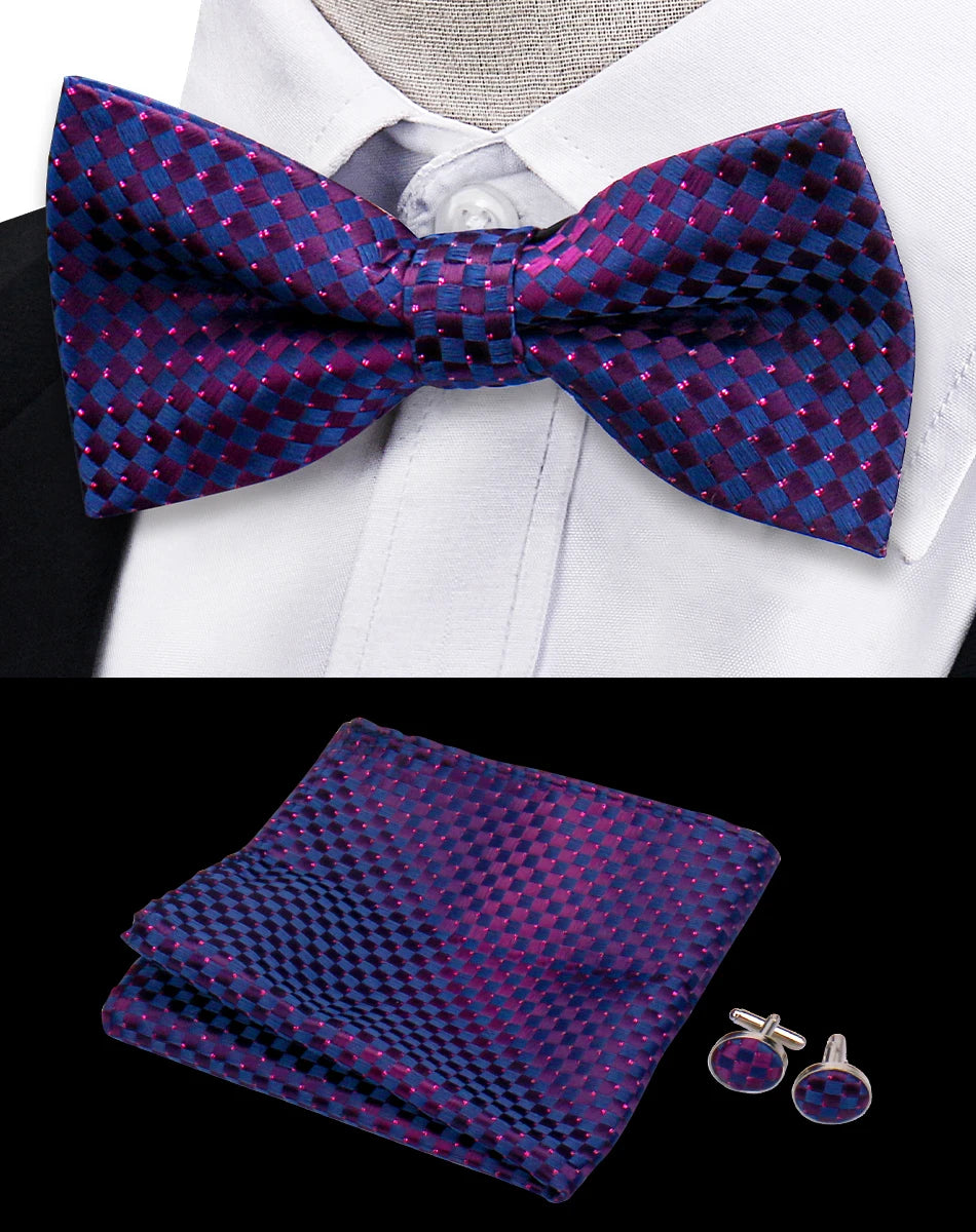 Ensemble de 3 pièces Nœud Papillon Cravate Mouchoir Boutons de Manchette Pour Hommes Chemises Adaptées Affaires Mariage Papillon Paisley Pochette Nœud Papillon Homme