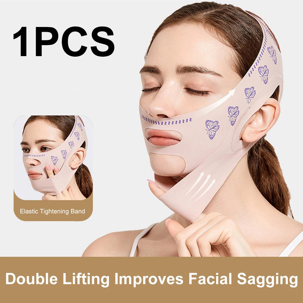 Masque liftant visage V-Line, sangle de menton pour dormir, sangle amincissante visage V-Line, réducteur de double menton et exerceur de mâchoire