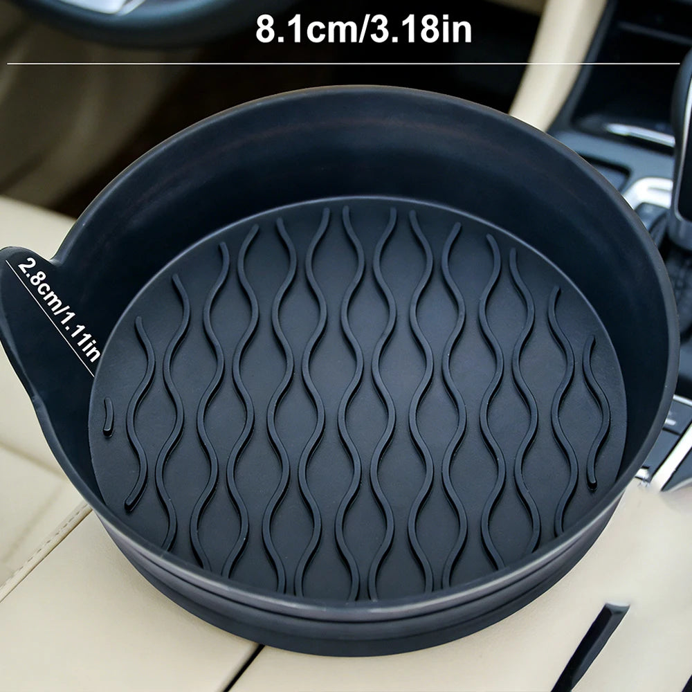 2 Pièces Universel Silicone Voiture Tapis de Tasse Antidérapant Résistant à la Chaleur Étanche Voiture Intérieur Accessoires Tapis de Tasse Gris Noir