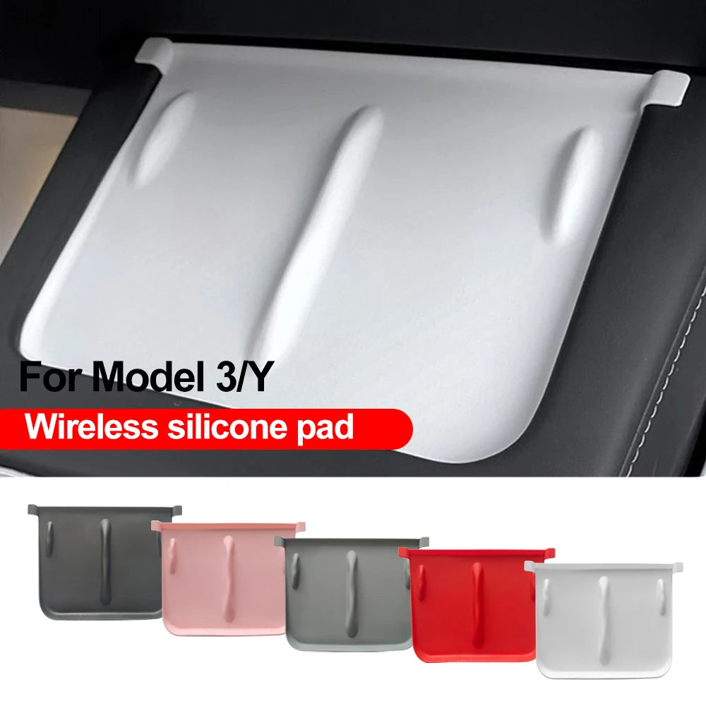 For Tesla Model 3 Y 2023 2022 2021 Silicone Wireless Charging Pad Non-Slip Mat Dust-Proof Charger Protect Cover Car Accessories