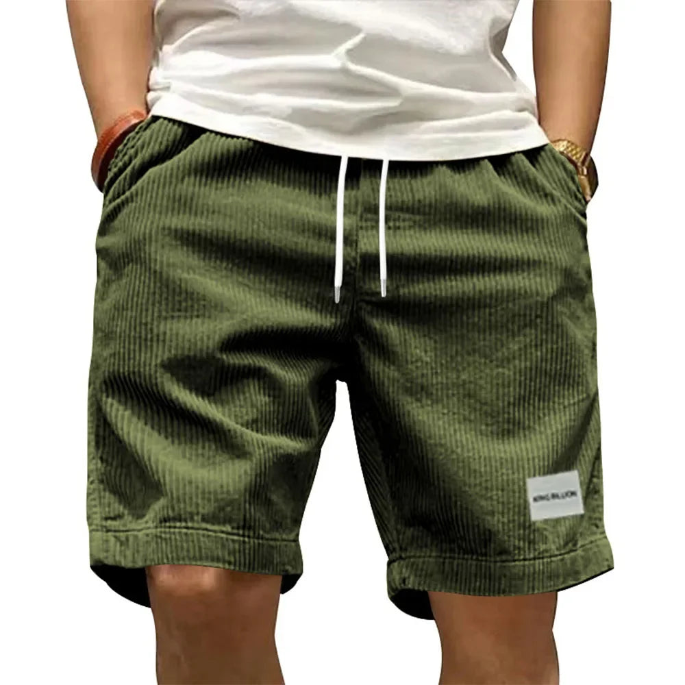 Short cargo vintage pour hommes, pantalon court en velours côtelé rétro tendance pour l'été, short décontracté de couleur unie pour hommes, short de sport respirant