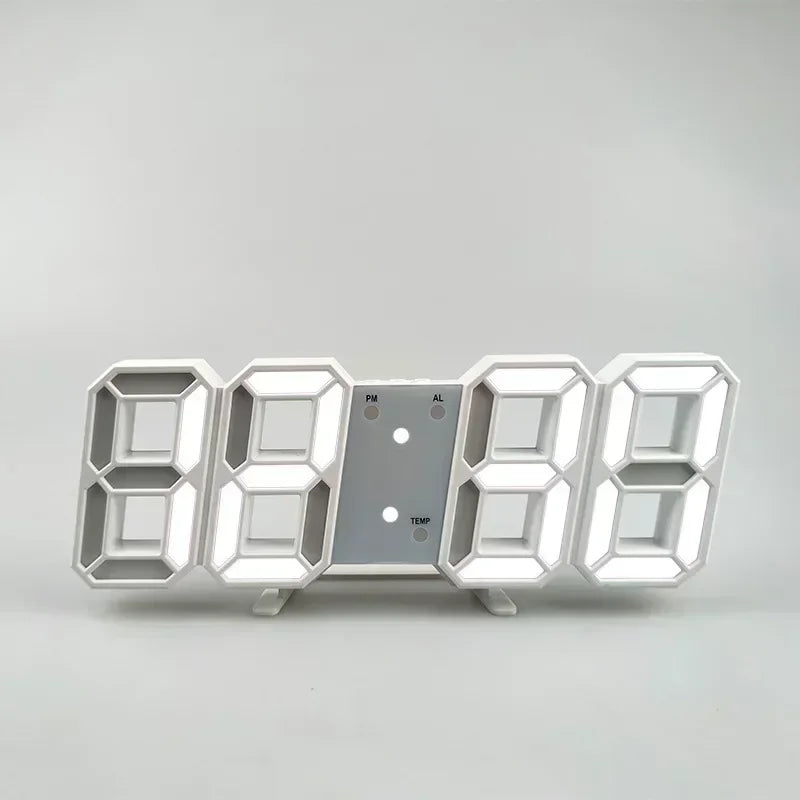 Acheter des produits Horloge 3D LED numérique Réveil Horloge murale Heure/date/température pour la maison/la cuisine/le bureau Horloges Décor Jardin