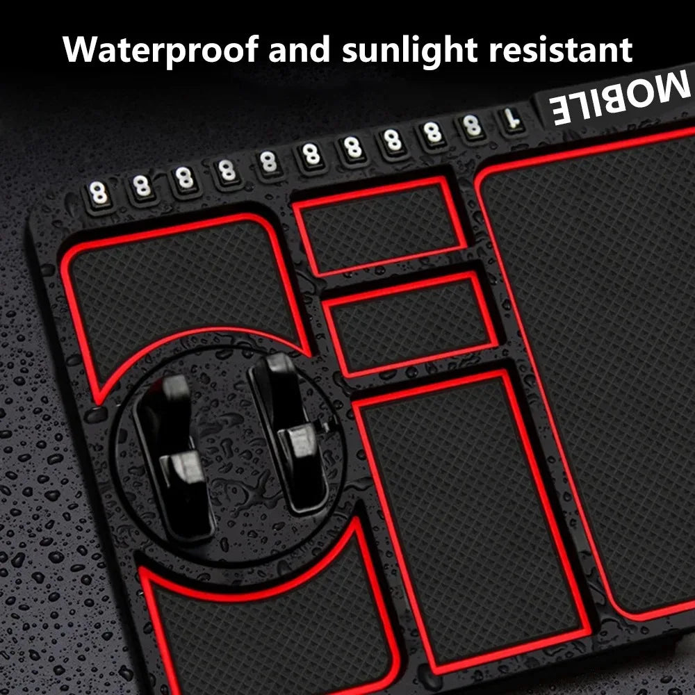 Car Anti-slip Mat Phone Rotatable Auto Holder GPS Navigation Storage Cushion with Parking Number Card Car Interior Accessories
