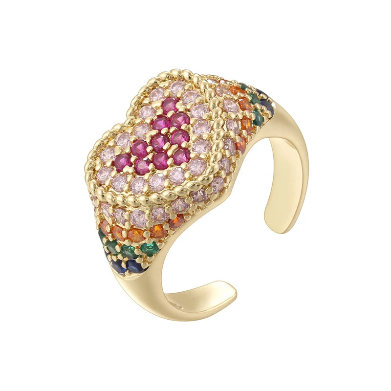 ZHUKOU Luxe Bague en Pierre Semi-Précieuse en Forme de Cœur pour Femme, Accessoires de Fête, Ouverture Réglable, 1 Pièce:VJ830