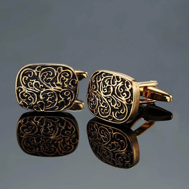 Boutons de manchette pour chemise française classique pour hommes Bouton de manchette carré rétro haut de gamme motif rose amour bleu Accessoires de costume d'affaires bijoux