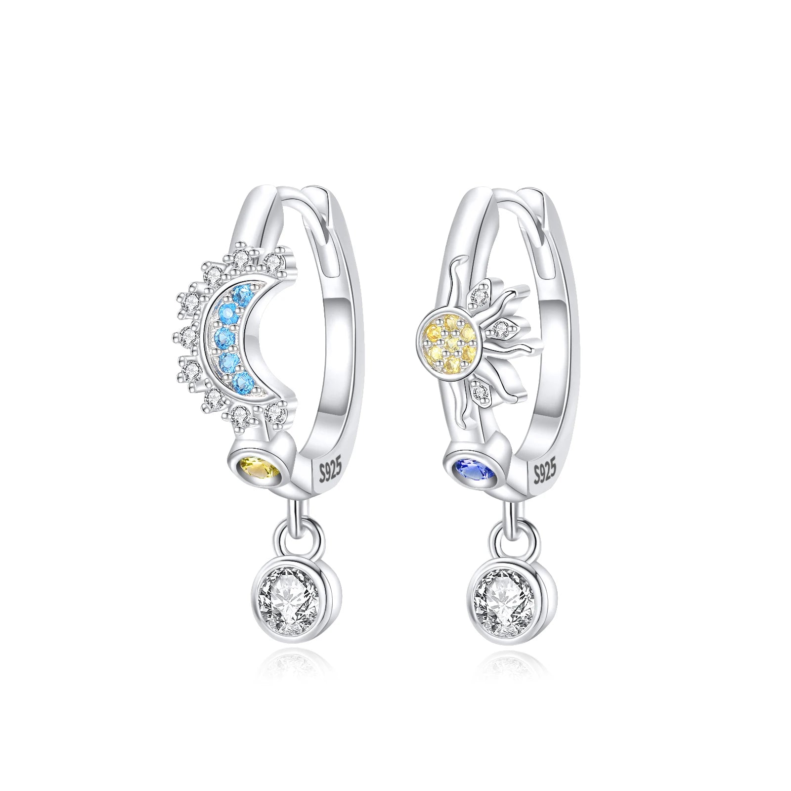 Boucles d'oreilles créoles en argent 925 pour femme, pendentifs en zircon en forme de cœur et d'étoile, bijoux fantaisie originaux