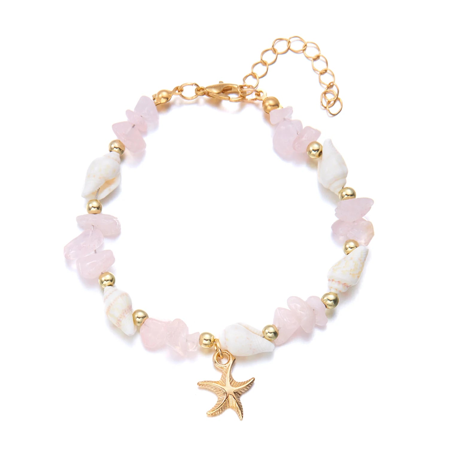 Bracelet Pendentif Étoile de Mer Bohème pour Femme, Bracelet Perlé en Pierres Concassées Fait à la Main, Bijou de Plage d'Été, Accessoire de Voyage, Cadeau