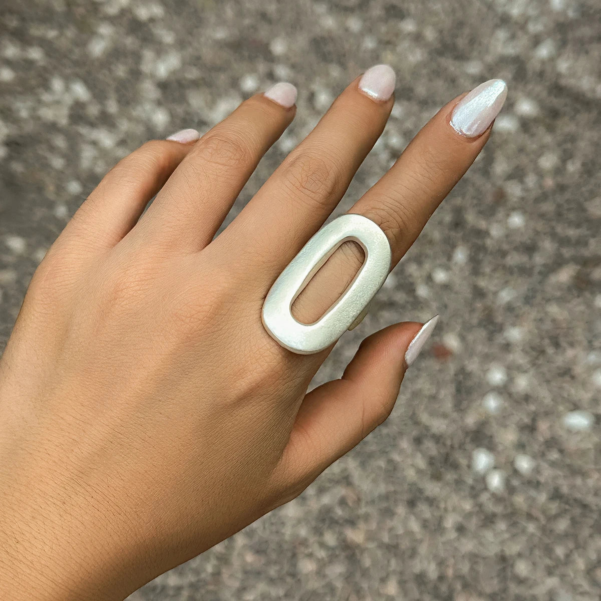 Bagues tendance PuRui pour femmes, motifs géométriques creux et mats, ajustables, grands bijoux 2024, nouvelle collection pour soirée