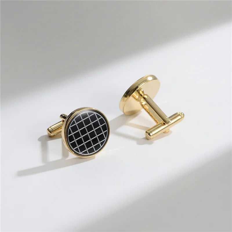 Boutons de manchette homme en cuivre pour hommes de luxe, cadeaux d'invités de mariage, bijoux de mode ronds carrés, boutons de manchette et pince à cravate pour hommes